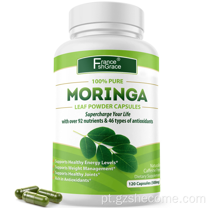 Cápsulas de moringa cápsulas de folha de origem única
